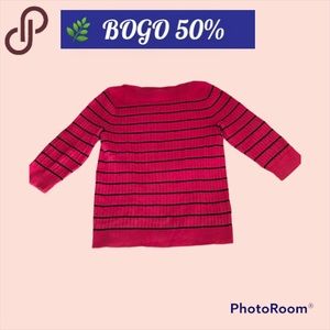 🌿BOGO 50% LAUREN Ralph Lauren ribbed pink striped 3 quarter sleeve top